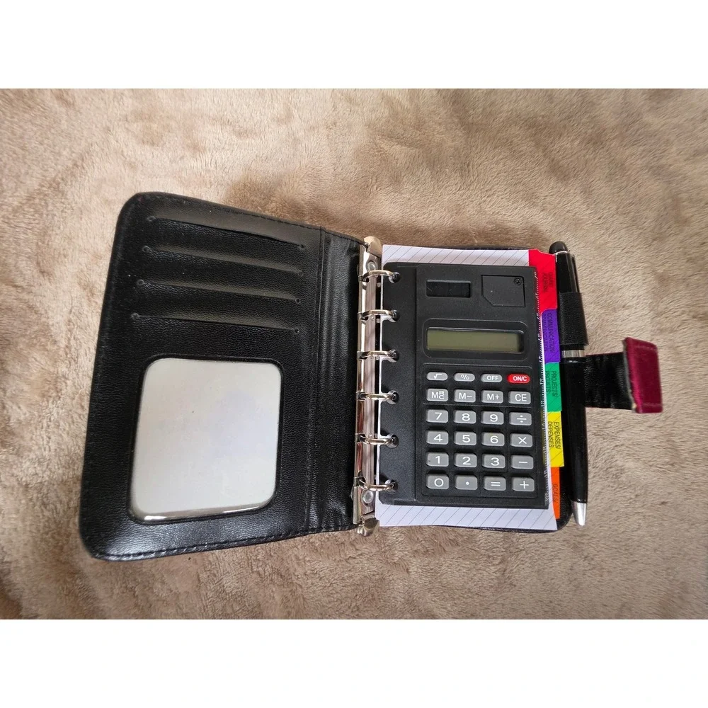 Magenta 6-Ring Binder Personal Organizer Planner with Calculator and Pen Black
